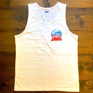 Mens s old navy white jaws tank top